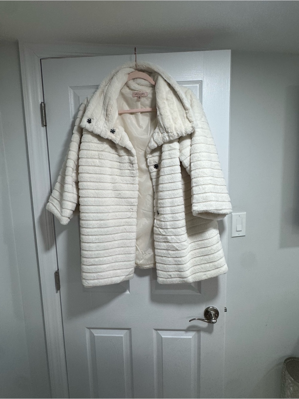 Philosophy Cream Faux Fur Striped Coat